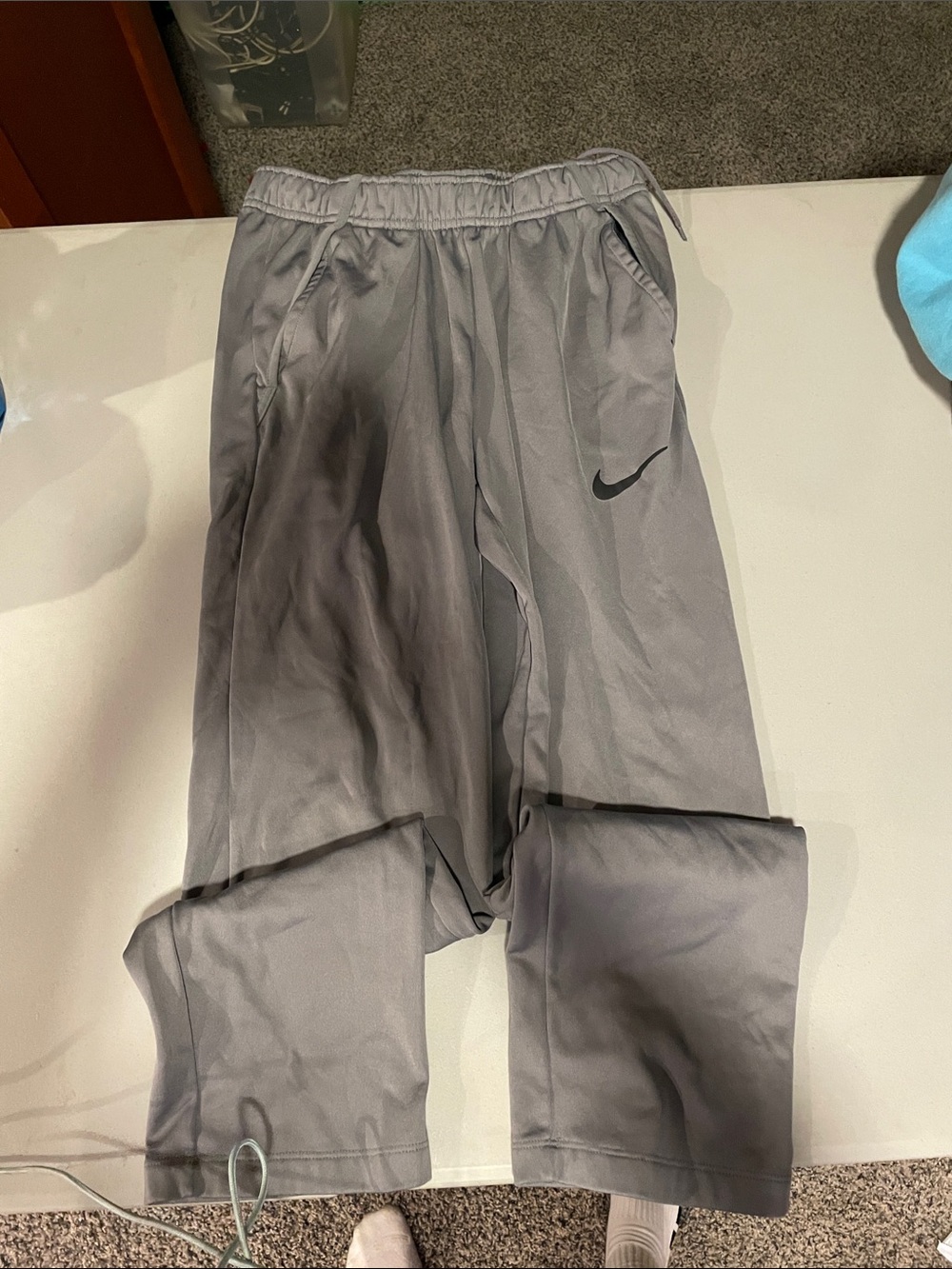 Nike Kids Gray Joggers with Black Swoosh